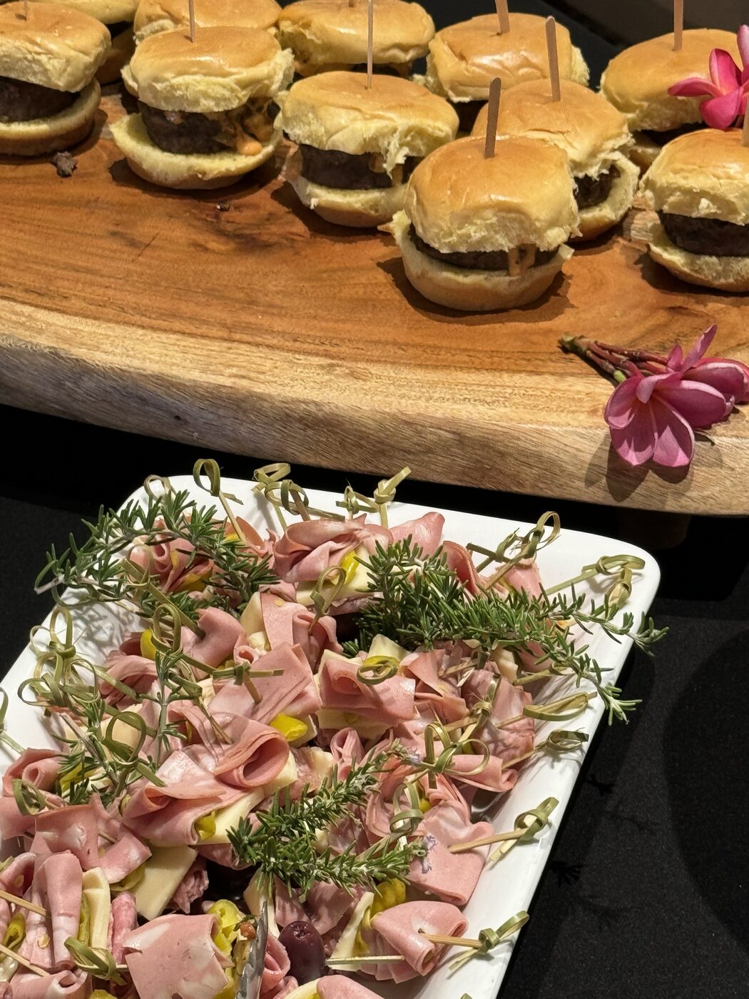 Fresh bruschetta and cured meats plated for guests